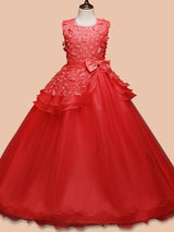 Jewel Neck Sleeveless Floor Length Bows Kids Pageant Party Dresses-Dbrbridal