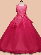 Jewel Neck Sleeveless Floor Length Bows Kids Pageant Party Dresses-Dbrbridal