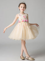 Jewel Neck Sleeveless Flowers Formal Kids Pageant flower girl dresses-Dbrbridal