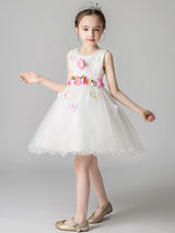 Jewel Neck Sleeveless Flowers Formal Kids Pageant flower girl dresses-Dbrbridal