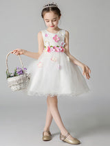 Jewel Neck Sleeveless Flowers Formal Kids Pageant flower girl dresses-Dbrbridal