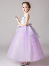 Jewel Neck Sleeveless Flowers Kids Party Dresses-Dbrbridal