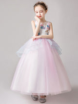 Jewel Neck Sleeveless Flowers Kids Party Dresses-Dbrbridal