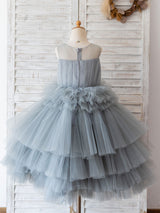 Jewel Neck Sleeveless Kids Social Party Dresses-Dbrbridal