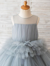 Jewel Neck Sleeveless Kids Social Party Dresses-Dbrbridal