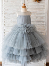 Jewel Neck Sleeveless Kids Social Party Dresses-Dbrbridal