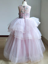 Jewel Neck Sleeveless Lace Kids Social Pageant Dresses-Dbrbridal