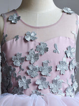 Jewel Neck Sleeveless Lace Kids Social Pageant Dresses-Dbrbridal