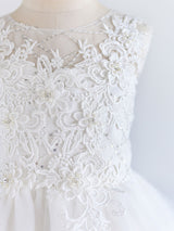 Jewel Neck Sleeveless Pearls Kids Party Dresses-Dbrbridal