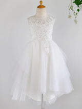 Jewel Neck Sleeveless Pearls Kids Party Dresses-Dbrbridal