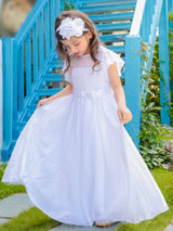 Jewel Neck Sleeveless Pleated Formal Kids Flower Girl Pageant Dress-Dbrbridal