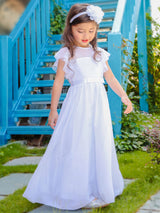 Jewel Neck Sleeveless Pleated Formal Kids Flower Girl Pageant Dress-Dbrbridal