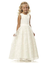 Jewel Neck Sleeveless Sash Formal Kids Pageant flower girl dresses-Dbrbridal