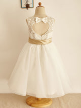 Jewel Neck Sleeveless Sash Kids Social Party Dresses-Dbrbridal
