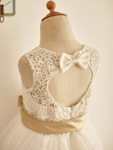 Jewel Neck Sleeveless Sash Kids Social Party Dresses-Dbrbridal