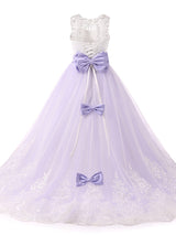 Jewel Neck Sleeveless Studded Formal flower girl dress-Dbrbridal