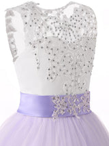 Jewel Neck Sleeveless Studded Formal flower girl dress-Dbrbridal