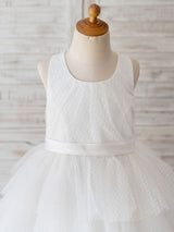 Jewel Neck Sleeveless Tulle Bows Kids Social Party Dresses-Dbrbridal