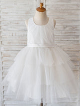 Jewel Neck Sleeveless Tulle Bows Kids Social Party Dresses-Dbrbridal