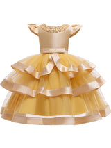 Jewel Neck Tulle Short Sleeves Short Princess Beaded Formal Kids Pageant flower girl dresses-Dbrbridal