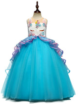 Jewel Neck Tulle Sleeveless Ankle Length Princess Embroidered Kids Social Party Dresses-Dbrbridal