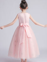 Jewel Neck Tulle Sleeveless Ankle-Length Princess Kids Party Dresses-Dbrbridal