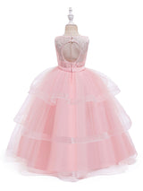 Jewel Neck Tulle Sleeveless Ankle Length Princess Kids Social Party Dresses-Dbrbridal