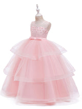 Jewel Neck Tulle Sleeveless Ankle Length Princess Kids Social Party Dresses-Dbrbridal
