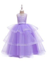 Jewel Neck Tulle Sleeveless Ankle Length Princess Kids Social Party Dresses-Dbrbridal