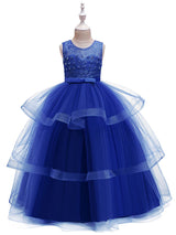 Jewel Neck Tulle Sleeveless Ankle Length Princess Kids Social Party Dresses-Dbrbridal