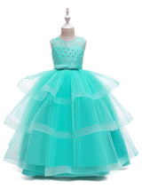 Jewel Neck Tulle Sleeveless Ankle Length Princess Kids Social Party Dresses-Dbrbridal
