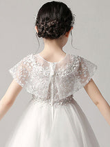 Jewel Neck Tulle Sleeveless Asymmetrical Princess Embroidered Kids Party Dresses-Dbrbridal