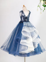 Jewel Neck Tulle Sleeveless Floor Length Princess Lace Kids Social Party Dresses-Dbrbridal