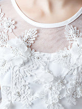 Jewel Neck Tulle Sleeveless Princess High Low Short Embroidered Kids Social Party Dresses-Dbrbridal