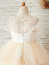 Jewel Neck Tulle Sleeveless Short Princess Beaded Kids Pale Mauve Party Dresses-Dbrbridal
