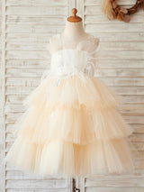 Jewel Neck Tulle Sleeveless Short Princess Beaded Kids Pale Mauve Party Dresses-Dbrbridal