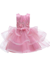 Jewel Neck Tulle Sleeveless Short Princess Beaded Kids Party Dresses-Dbrbridal