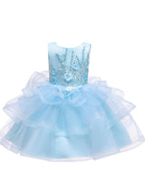 Jewel Neck Tulle Sleeveless Short Princess Beaded Kids Party Dresses-Dbrbridal