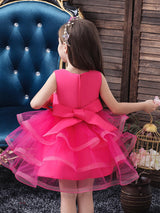 Jewel Neck Tulle Sleeveless Short Princess Beaded Kids Party Dresses-Dbrbridal