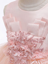 Jewel Neck Tulle Sleeveless Short Princess Flowers Formal Kids Pageant flower girl dresses-Dbrbridal