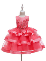 Jewel Neck Tulle Sleeveless Short Princess Flowers Formal Kids Pageant flower girl dresses-Dbrbridal