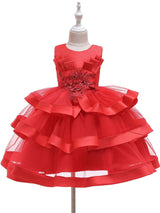 Jewel Neck Tulle Sleeveless Short Princess Flowers Formal Kids Pageant flower girl dresses-Dbrbridal