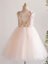 Jewel Neck Tulle Sleeveless Short Princess Flowers Kids Social Party Dresses-Dbrbridal
