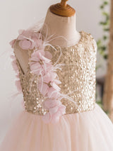 Jewel Neck Tulle Sleeveless Short Princess Flowers Kids Social Party Dresses-Dbrbridal