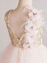 Jewel Neck Tulle Sleeveless Short Princess Flowers Kids Social Party Dresses-Dbrbridal