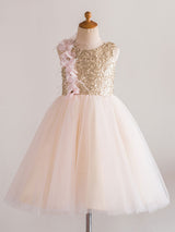 Jewel Neck Tulle Sleeveless Short Princess Flowers Kids Social Party Dresses-Dbrbridal