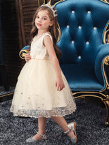 Jewel Neck Tulle Sleeveless Short Princess Kids Pageant flower girl dresses-Dbrbridal