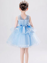 Jewel Neck Tulle Sleeveless Short Princess Kids Social Party Dresses-Dbrbridal