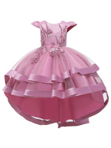 Jewel Neck Tulle Sleeveless With Train Princess Bows Kids Social Party Dresses-Dbrbridal