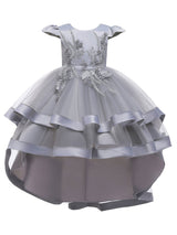 Jewel Neck Tulle Sleeveless With Train Princess Bows Kids Social Party Dresses-Dbrbridal